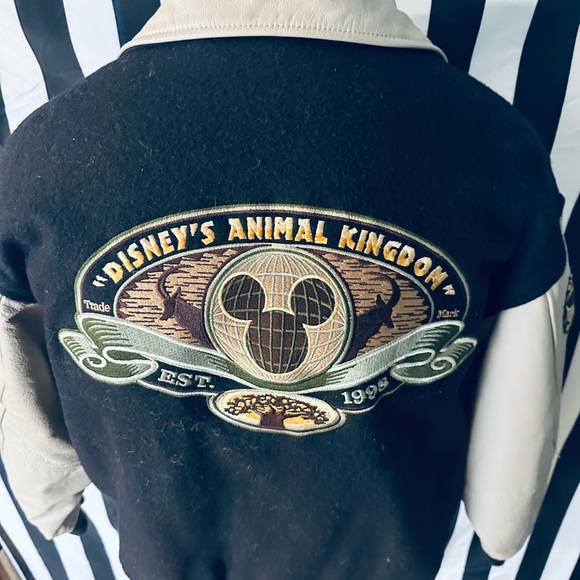 Walt Disney World Vintage Animal Kingdom 1998 Wool & Leather Varsity Jacket - Picture 2 of 6